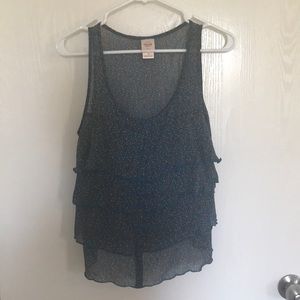 Mossimo Blue Floral Tiered Sheer Tank